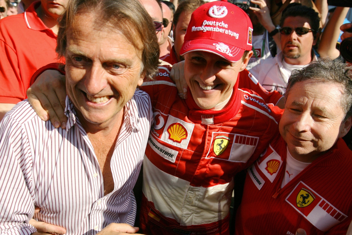 Luca Cordero di Montezemolo, Michael Schumacher e Jean Todt (Getty Images)