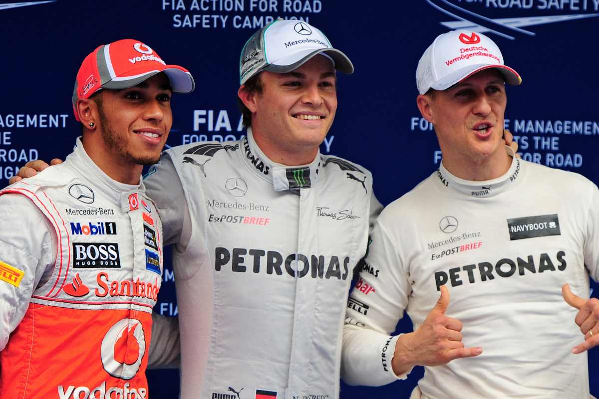Lewis Hamilton, Nico Rosberg e Michael Schumacher