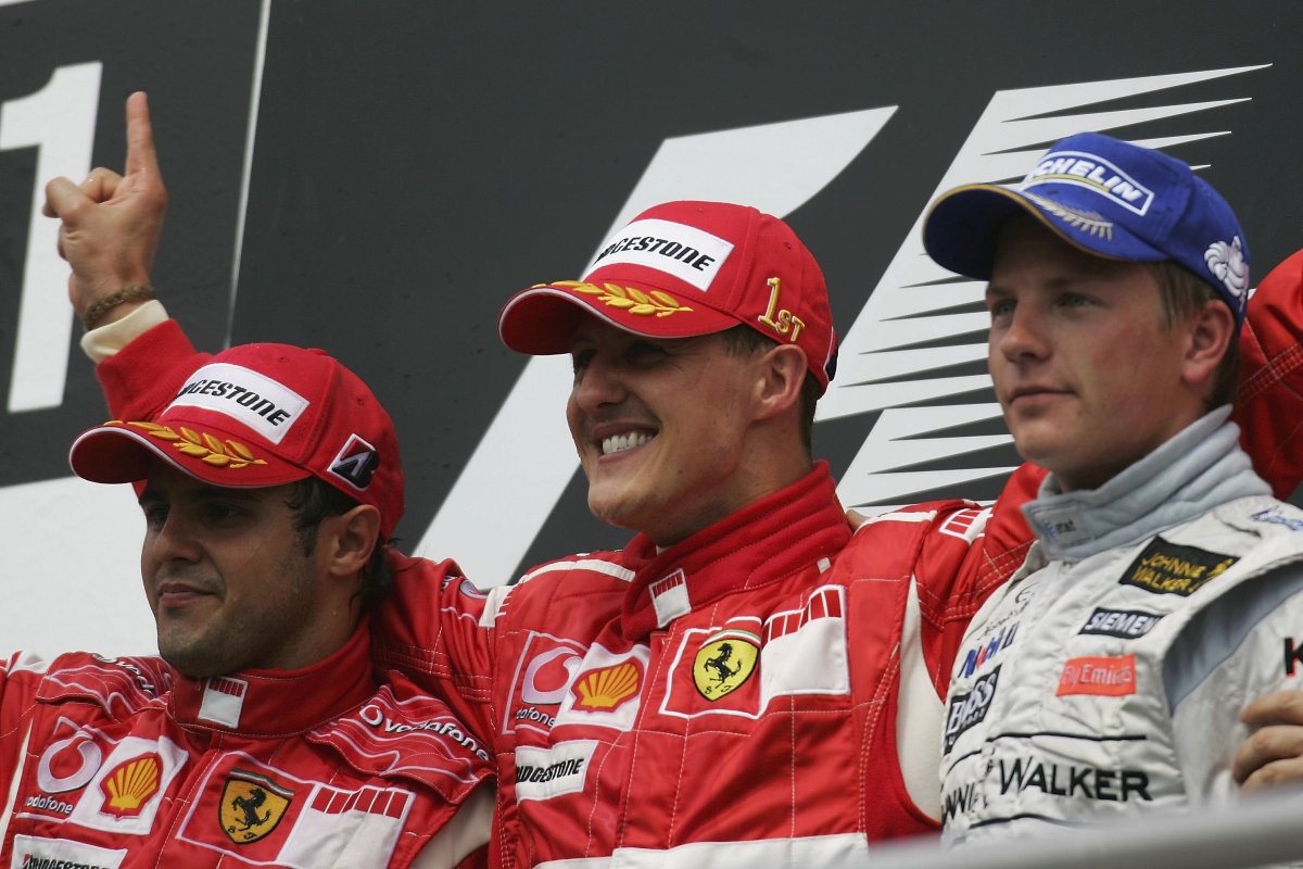 Felipe Massa, Michael Schumacher e Kimi Raikkonen (Getty Images)