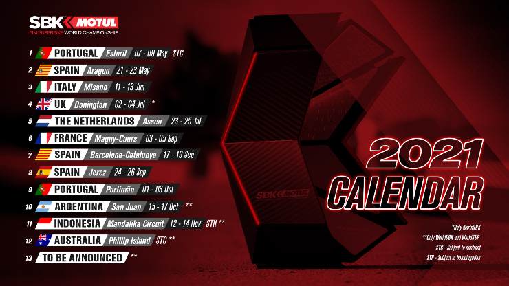 Calendario Superbike 2021