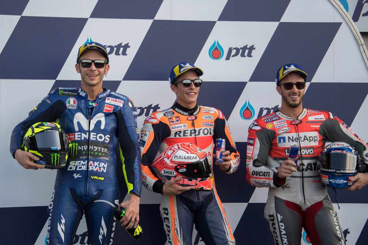 Valentino Rossi, Marquez e Dovizioso (Getty Images)