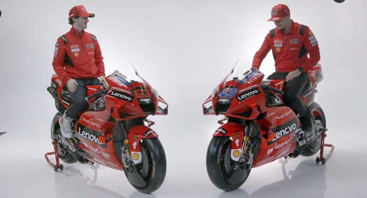 Le Ducati Desmosedici GP21 di Jack Miller e Pecco Bagnaia per la MotoGP 2021