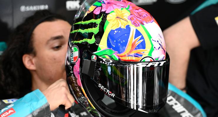 Il nuovo casco di Franco Morbidelli nei test MotoGP in Qatar