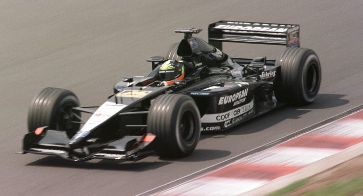 Tarso Marques in pista con la Minardi nel campionato del mondo di F1 2001