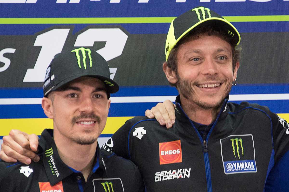 Maverick Vinales e Valentino Rossi ai tempi in cui erano compagni di squadra in Yamaha