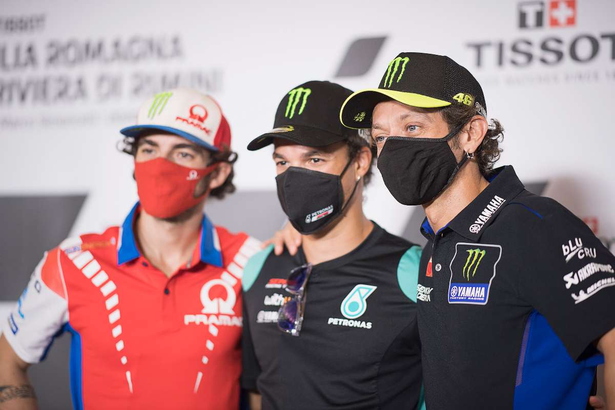 Francesco Bagnaia, Franco Morbidelli e Valentino Rossi (GettyImages)