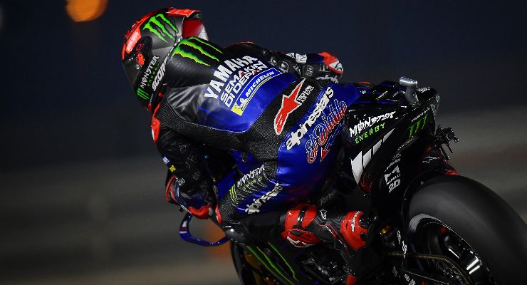 Fabio Quartararo in pista sulla Yamaha al Gran Premio di Doha di MotoGP 2021 a Losail