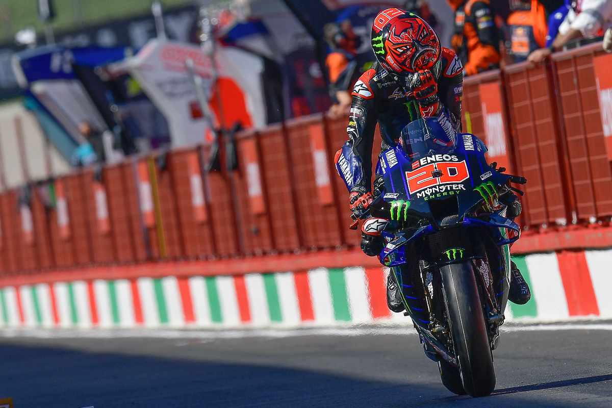 Fabio Quartararo in pista sulla Yamaha al Gran Premio d'Italia di MotoGP 2021 al Mugello