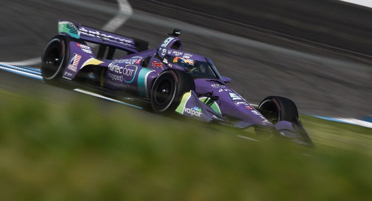 Romain Grosjean sulla monoposto del team Dale Coyne nelle qualifiche di IndyCar Series a Indianapolis