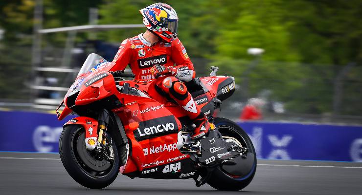 Jack Miller in pista sulla Ducati nel Gran Premio di Francia di MotoGP 2021 a Le Mans