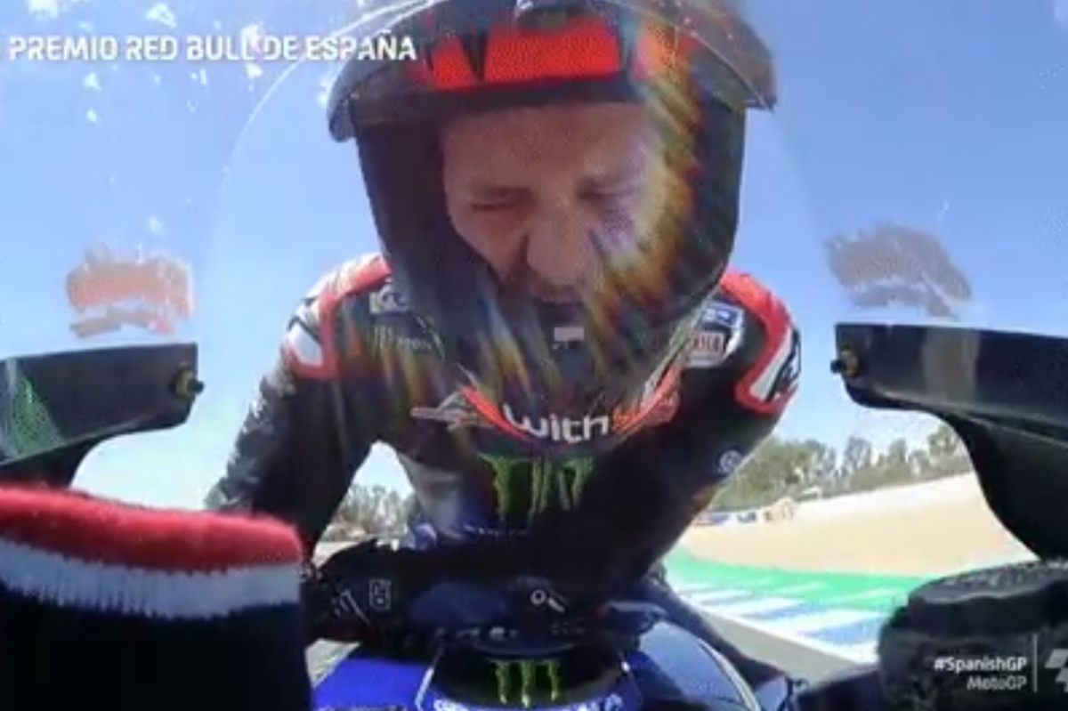 Fabio Quartararo dolorante al termine del Gran Premio di Spagna di MotoGP 2021 a Jerez