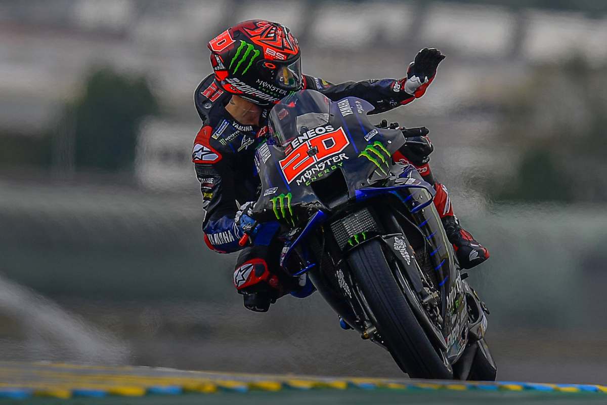 Fabio Quartararo in pista sulla Yamaha nel Gran Premio di Francia di MotoGP 2021 a Le Mans (Foto Dorna)