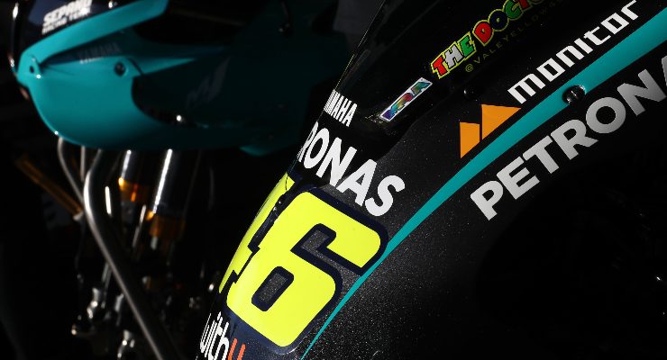 La Yamaha di Valentino Rossi ai box al Gran Premio di Spagna di MotoGP 2021 a Jerez