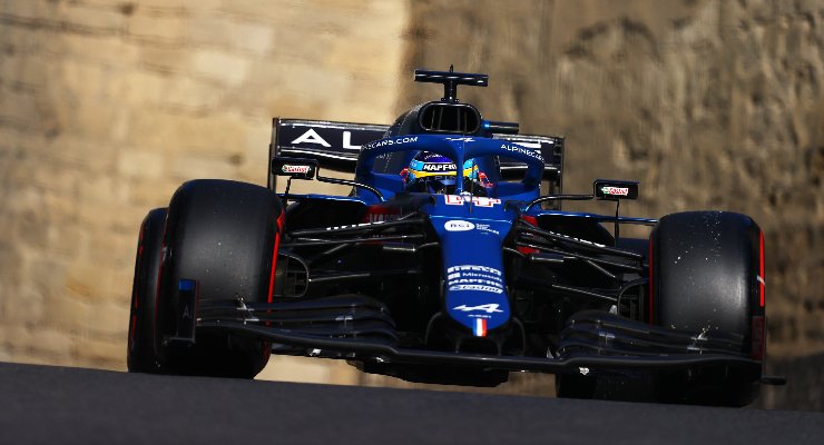 Fernando Alonso sulla Alpine nel Gran Premio dell'Azerbaigian di F1 2021 a Baku