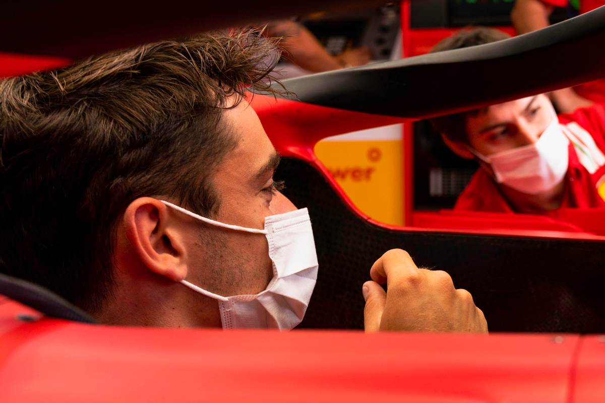 Charles Leclerc ai box nel Gran Premio di Francia di F1 2021 al Paul Ricard