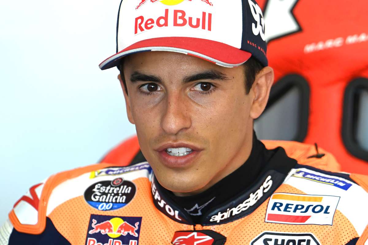 Marc Marquez al box nelle prove libere del Gran Premio di Germania di MotoGP 2021 al Sachsenring