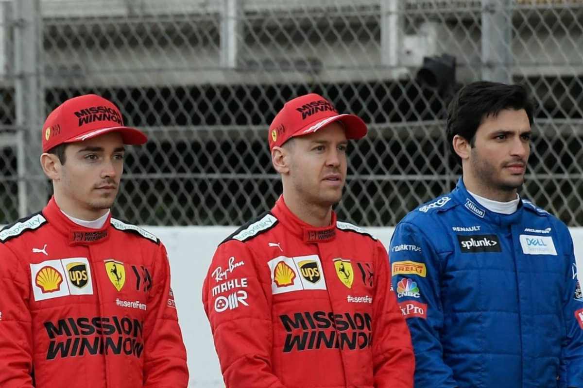 Charles Leclerc, Sebastian Vettel e Carlos Sainz