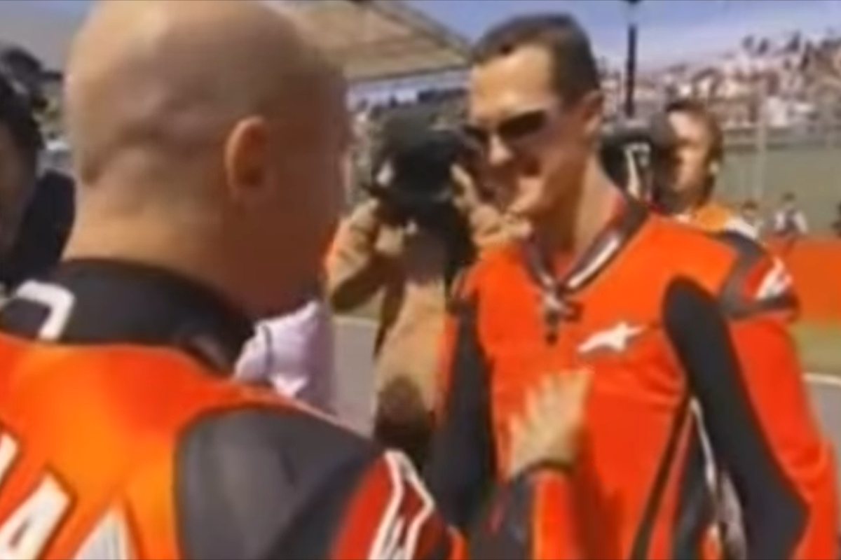Michael Schumacher con Randy Mamola al Gran Premio d'Italia di MotoGP 2006 al Mugello