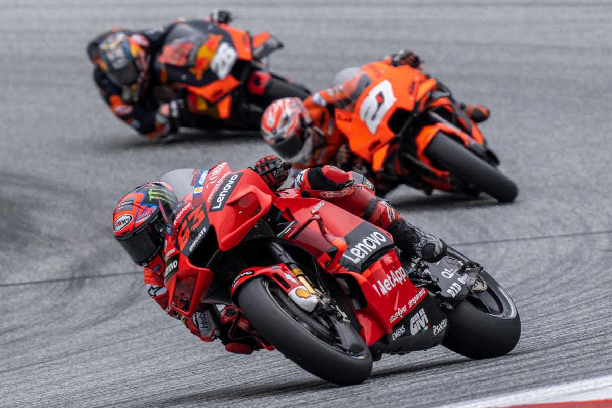 Pecco Bagnaia in pista sulla Ducati al Gran Premio di Stiria di MotoGP 2021 al Red Bull Ring