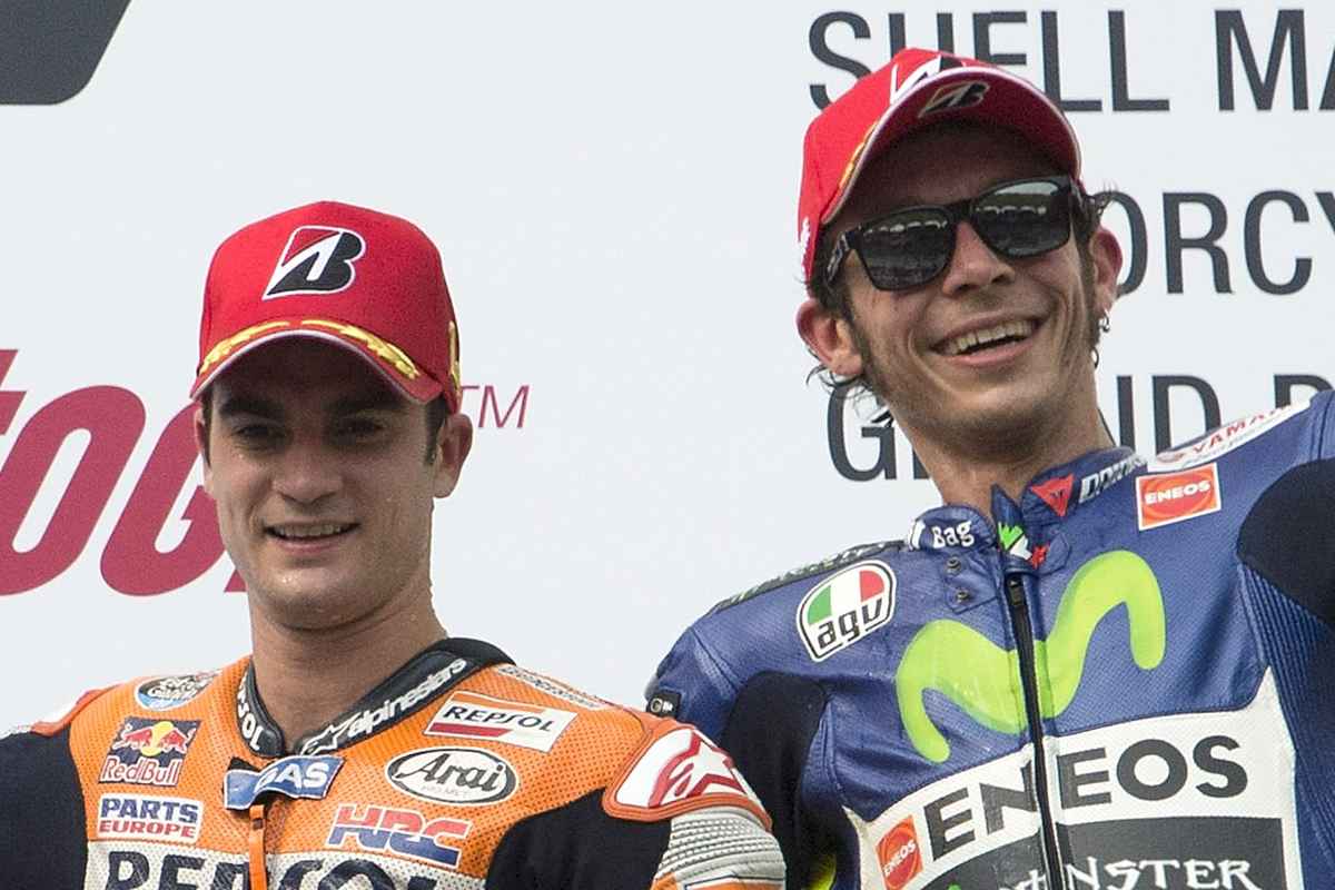 Dani Pedrosa e Valentino Rossi sul podio nel 2015