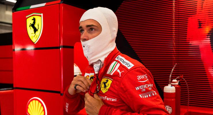 Charles Leclerc in pista nelle prove libere del Gran Premio del Belgio di F1 2021 a Spa-Francorchamps