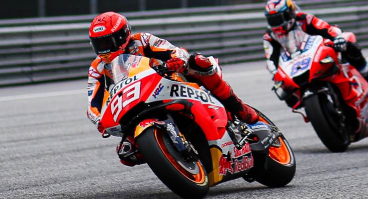 Marc Marquez in sella alla Honda nel Gran Premio d'Austria di MotoGP 2021 al Red Bull Ring