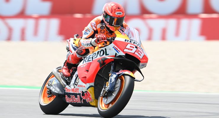 Marc Marquez in pista sulla Honda al Gran Premio d'Olanda di MotoGP 2021 ad Assen