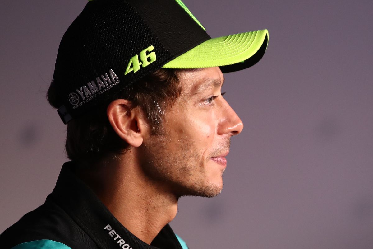 Valentino Rossi nella conferenza stampa in cui ha annunciato il suo ritiro dalla MotoGP