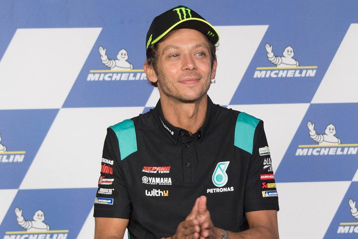 Valentino Rossi nella conferenza stampa in cui ha annunciato il suo ritiro dalla MotoGP