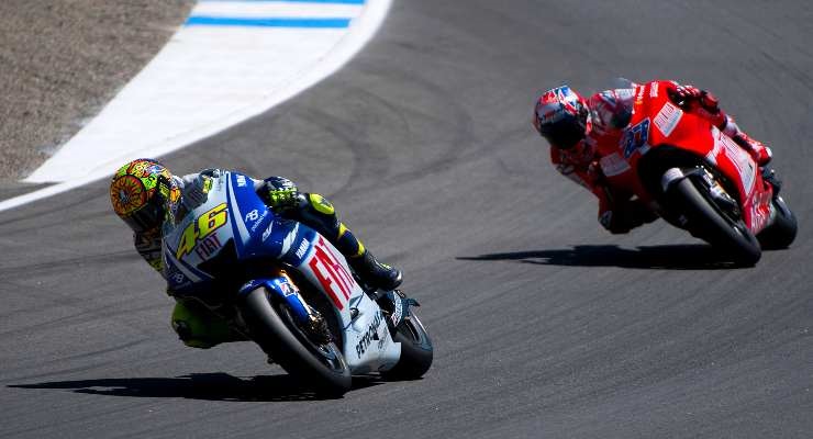 Rossi e Stoner in duello a Laguna Seca (Foto di Robert Laberge/Getty Images)