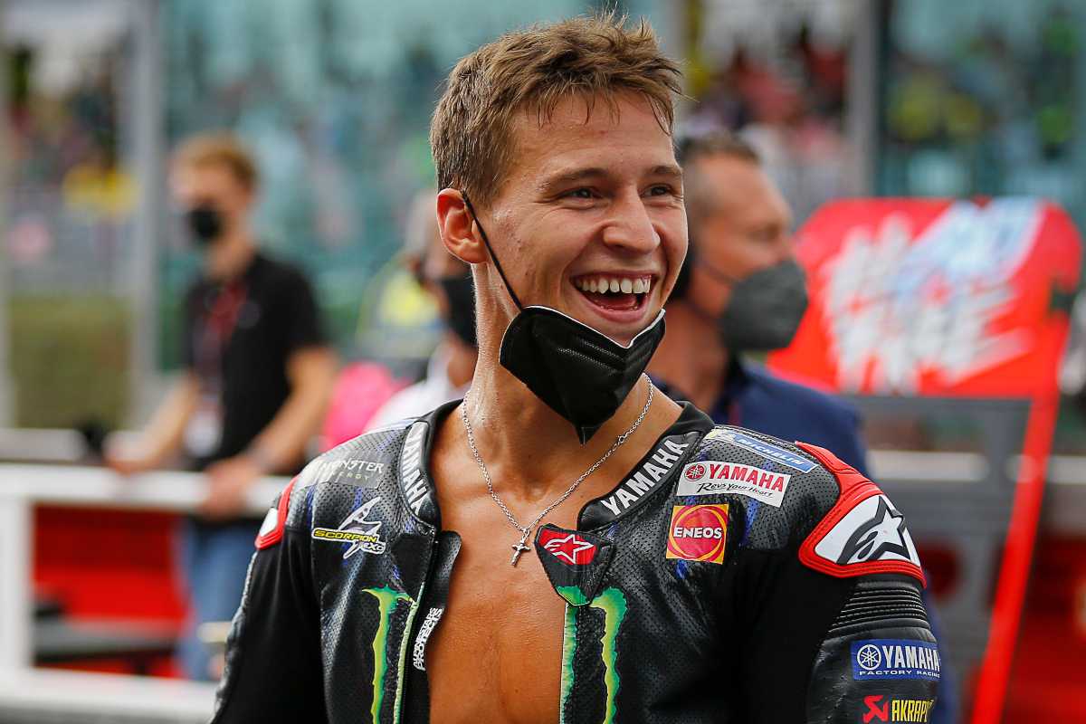 Fabio Quartararo nel parco chiuso al Gran Premio di San Marino di MotoGP 2021 a Misano Adriatico