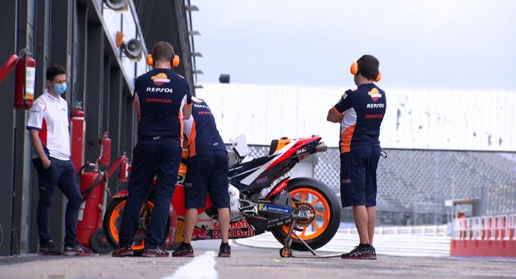 Il box della Honda nei test a Misano Adriatico