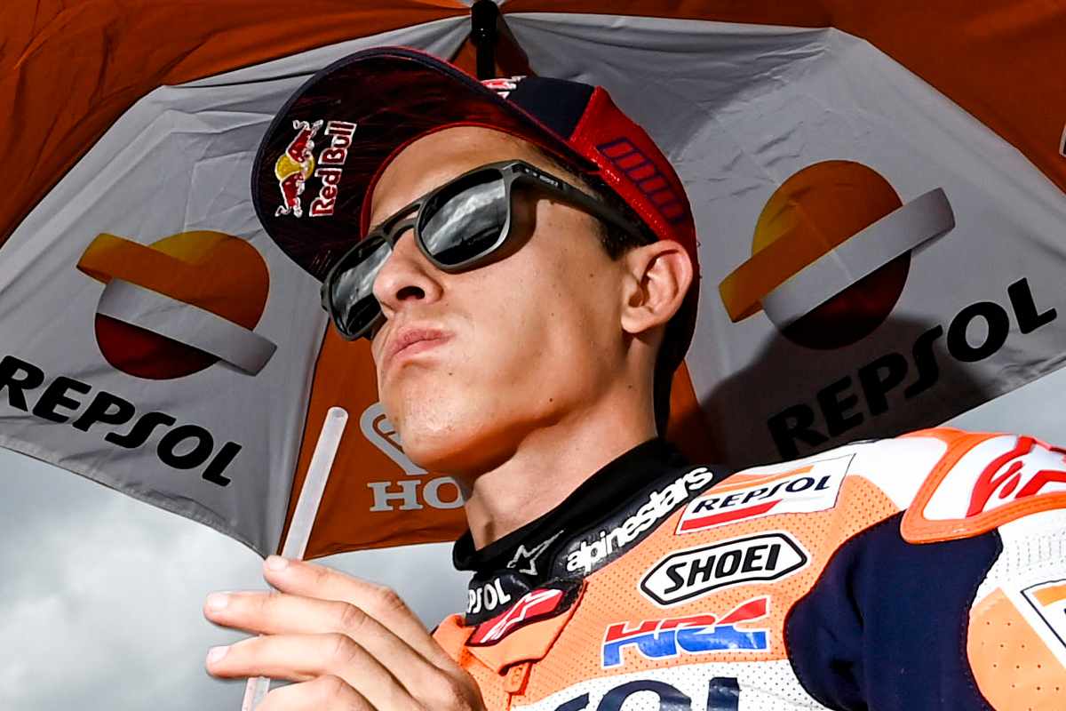 Marc Marquez sulla griglia di partenza in sella alla Honda