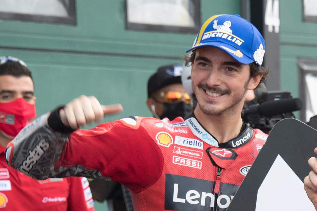 Pecco Bagnaia in parco chiuso al Gran Premio di San Marino di MotoGP 2021 a Misano Adriatico