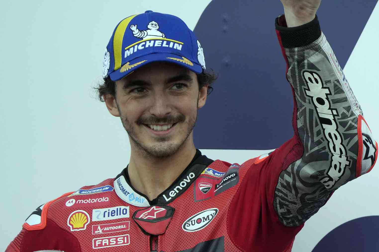 Pecco Bagnaia nel parco chiuso del Gran Premio di San Marino di MotoGP 2021 a Misano Adriatico