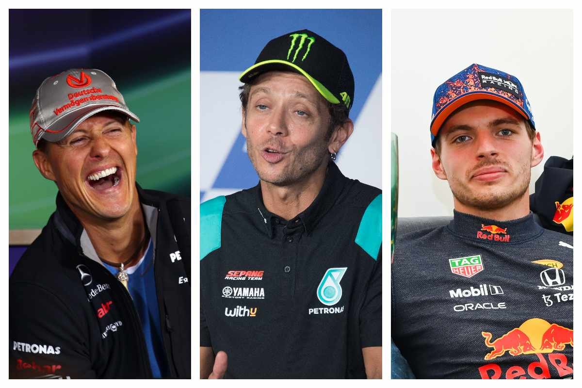 Michael Schumacher, Valentino Rossi e Max Verstappen