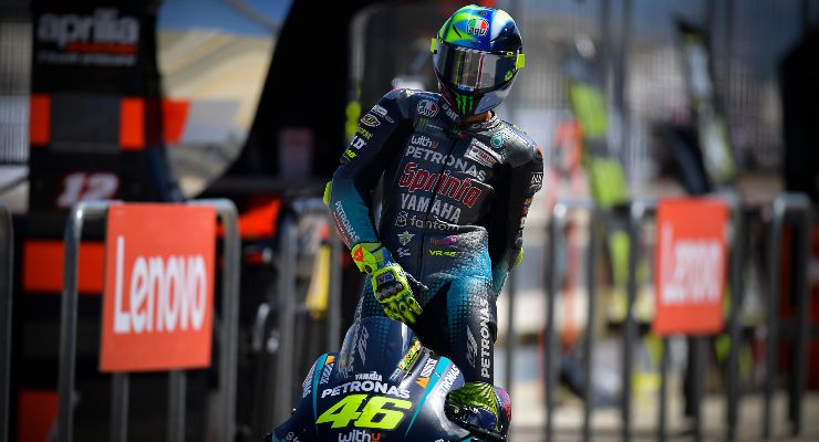 Valentino Rossi sulla Yamaha Petronas nel Gran Premio di Aragon di MotoGP 2021 ad Alcaniz