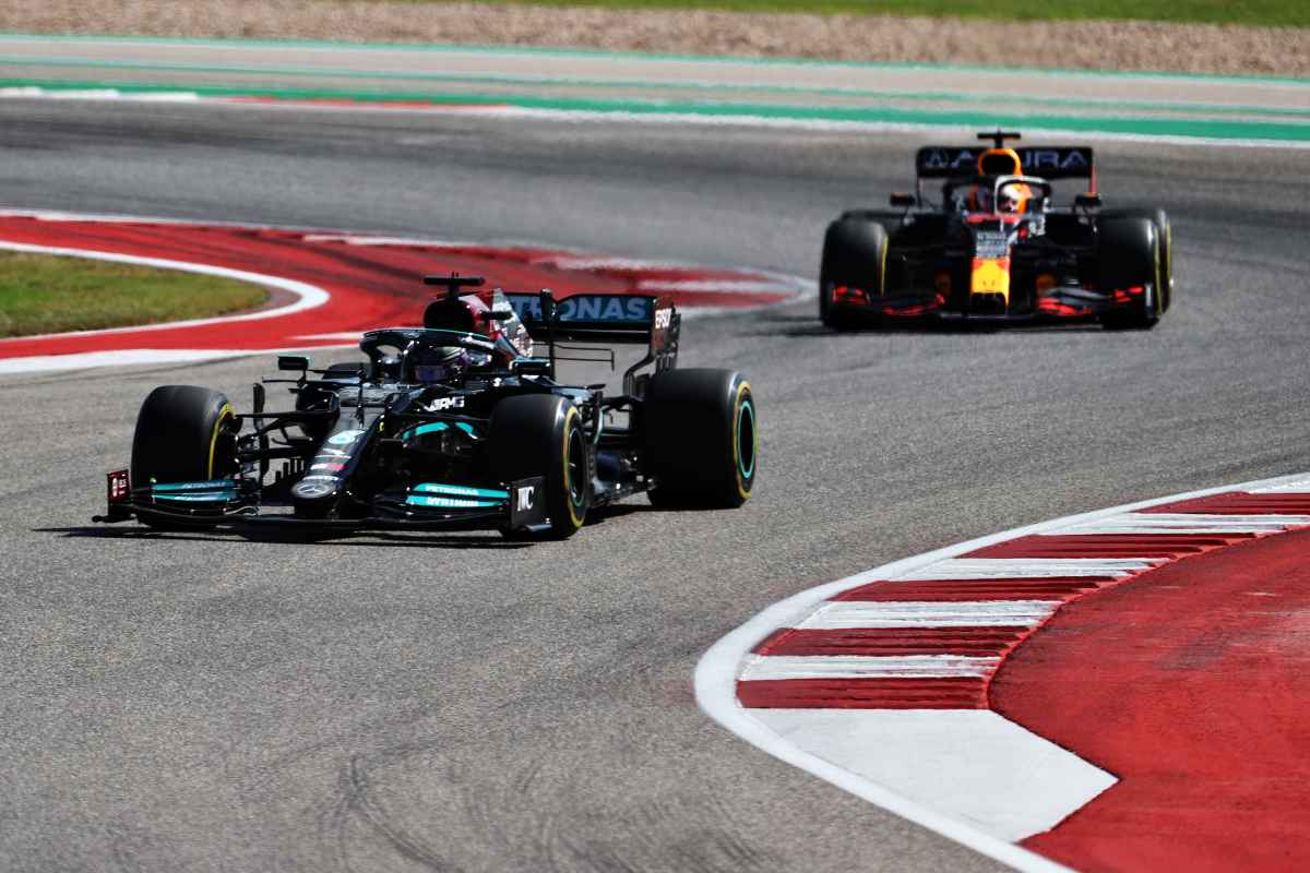 Hamilton e Verstappen in lotta ad Austin (Foto di Chris Graythen/Getty Images)