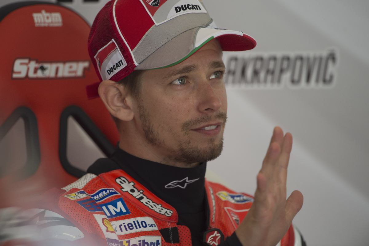 Casey Stoner durante un test Ducati nel 2016 (Foto di Mirco Lazzari gp/Getty Images)