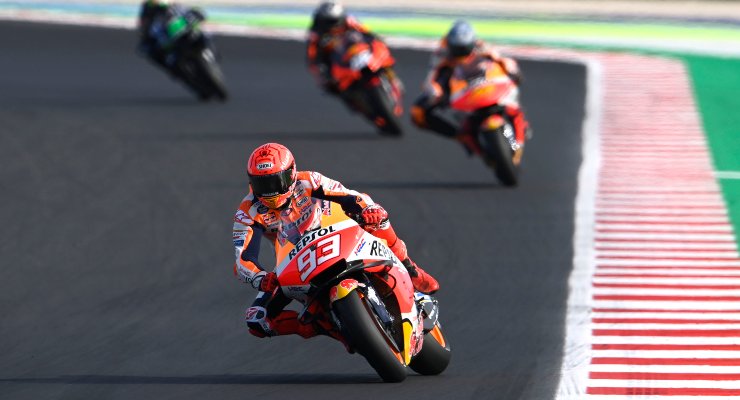 Marc Marquez in pista sulla Honda al podio del Gran Premio dell'Emilia Romagna di MotoGP 2021 a Misano Adriatico