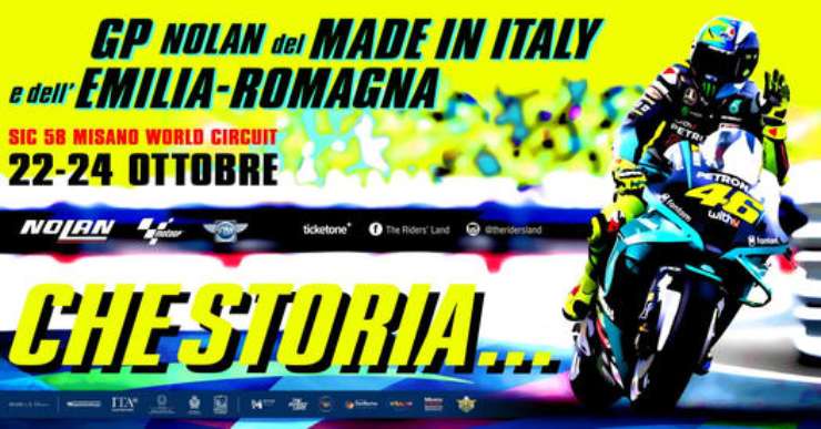 Il poster del Gran Premio di Misano disegnato da Aldo Drudi in onore di Valentino Rossi