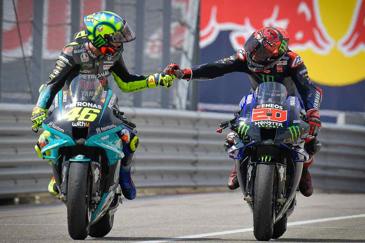 Valentino Rossi in pista con Fabio Quartararo al Gran Premio delle Americhe di MotoGP 2021 ad Austin