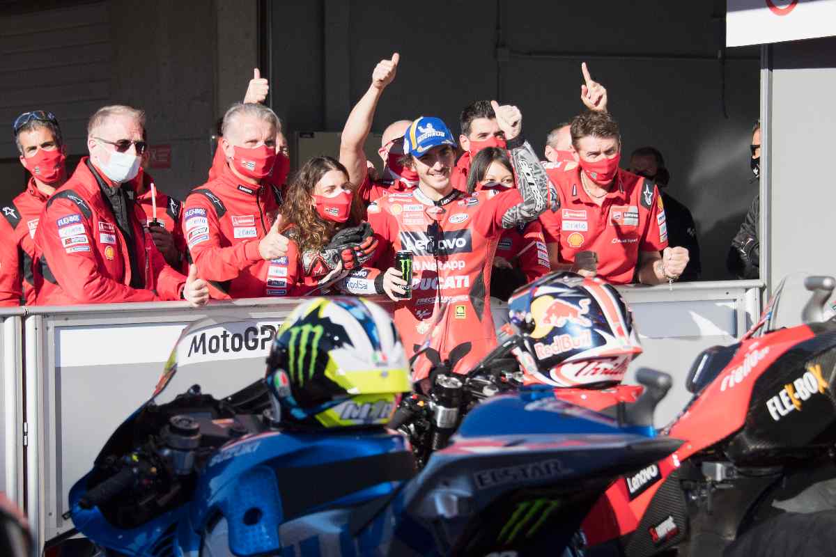 I festeggiamenti di Pecco Bagnaia (Foto di Mirco Lazzari gp/Getty Images)