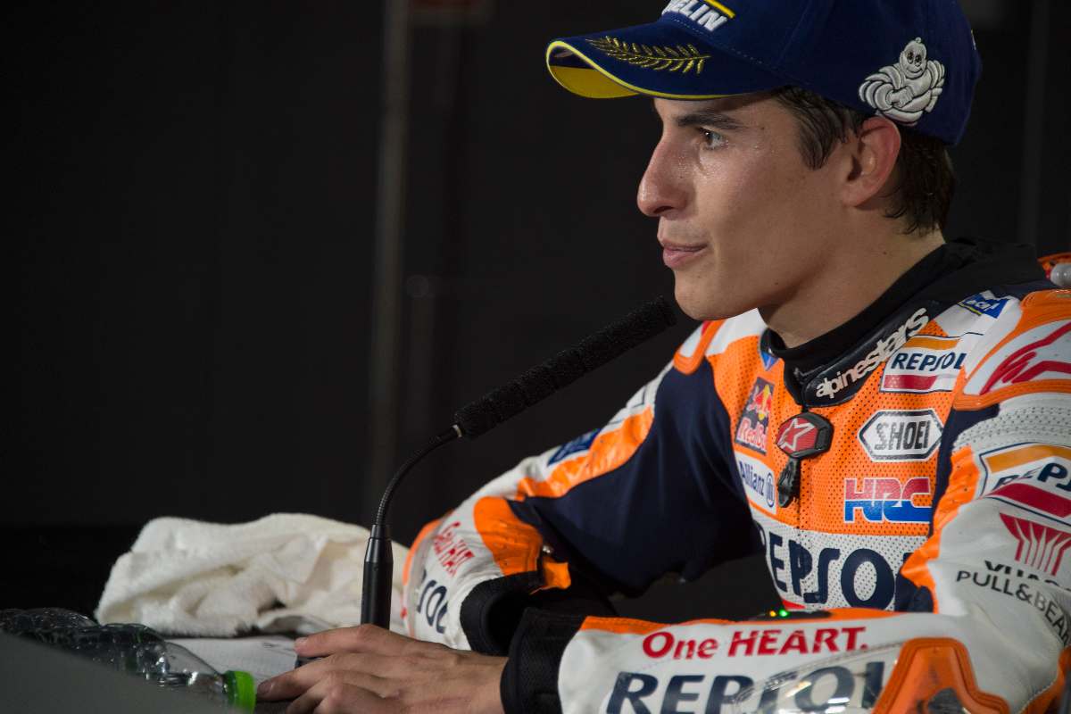 Marquez in conferenza stampa (Foto di Mirco Lazzari gp/Getty Images)