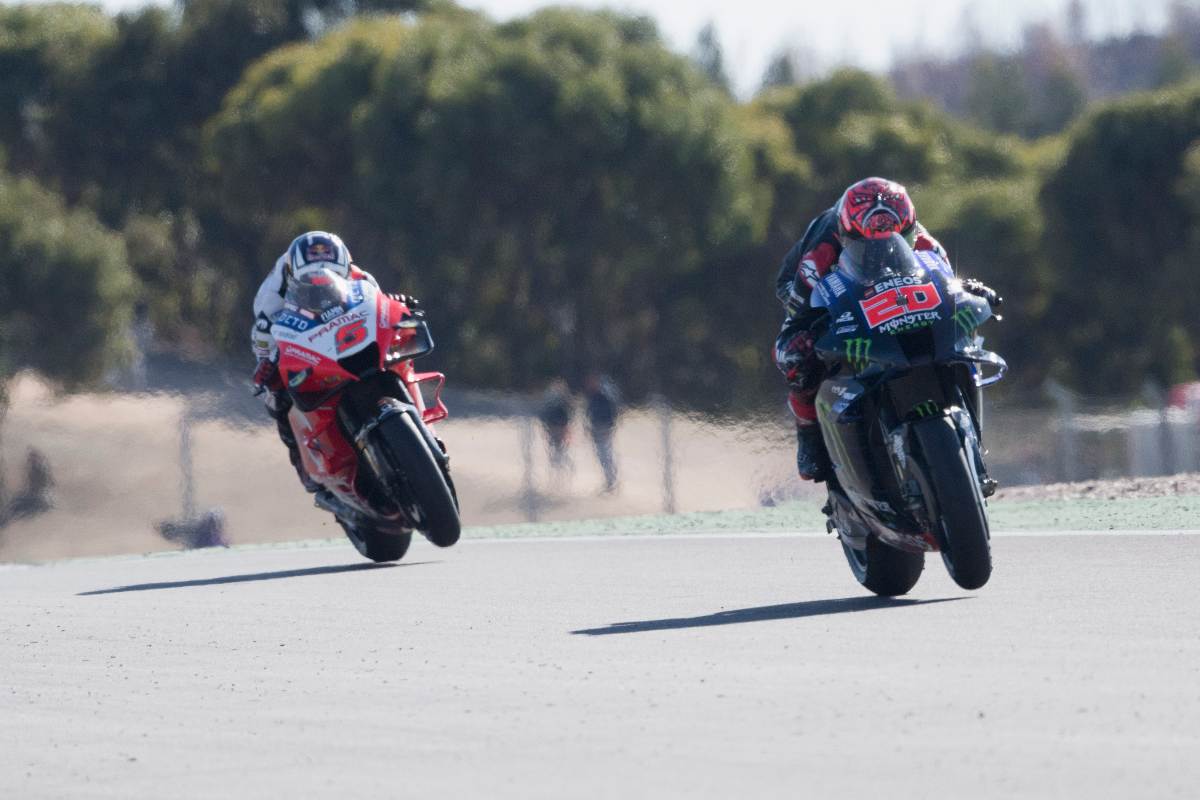 Fabio Quartararo in gara, inseguito da Zarco (foto di Mirco Lazzari gp/Getty Images)