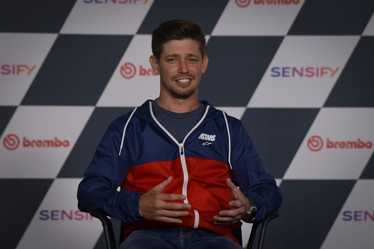 Casey Stoner in conferenza stampa a Portimao (Foto Dorna)