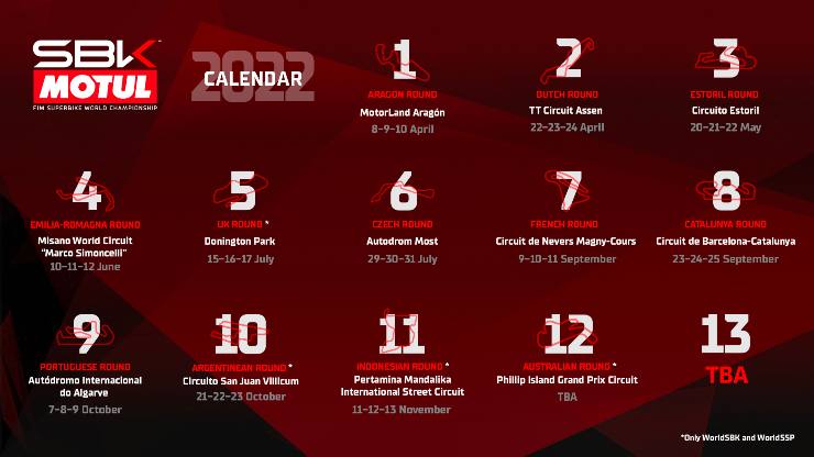 calendario superbike 2022