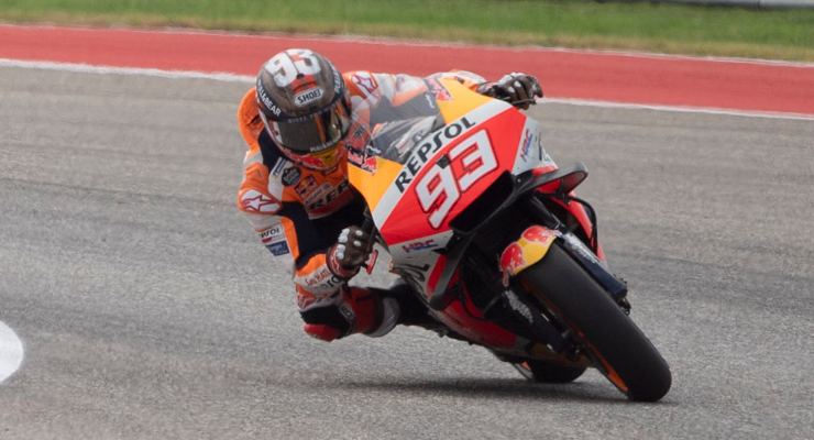 Marc Marquez in pista sulla Honda