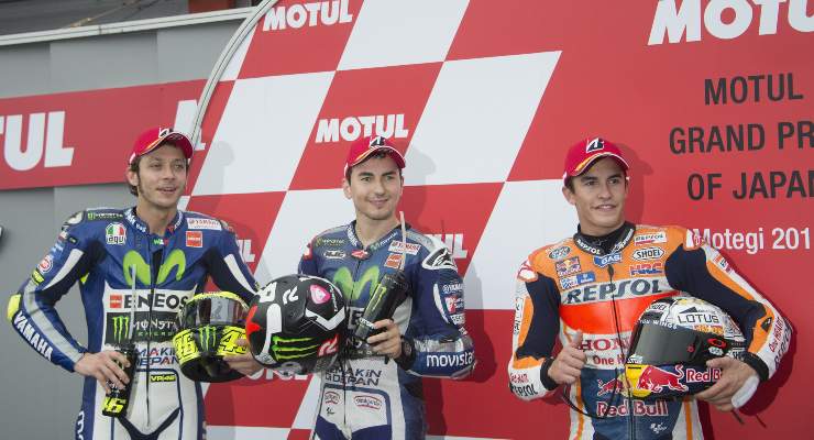 Valentino Rossi, Jorge Lorenzo e Marc Marquez nel 2015