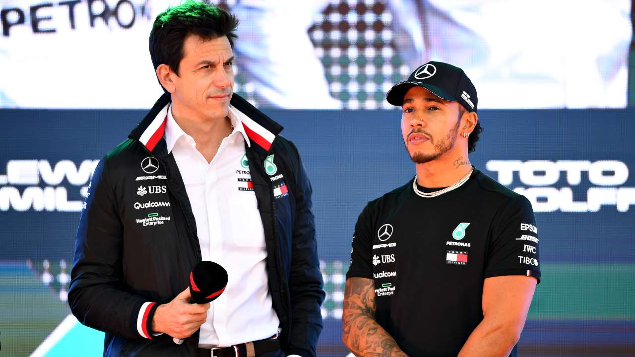Toto Wolff e Lewis Hamilton della Mercedes (Foto Getty Images )